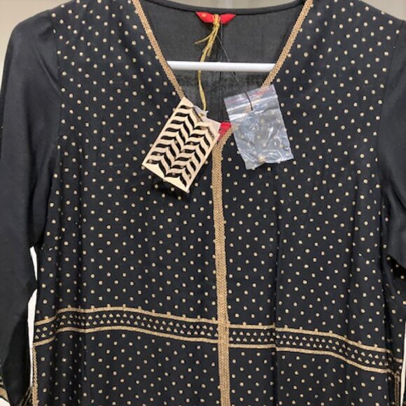 Black chiffon kurta churidar set - Picture 5 of 6